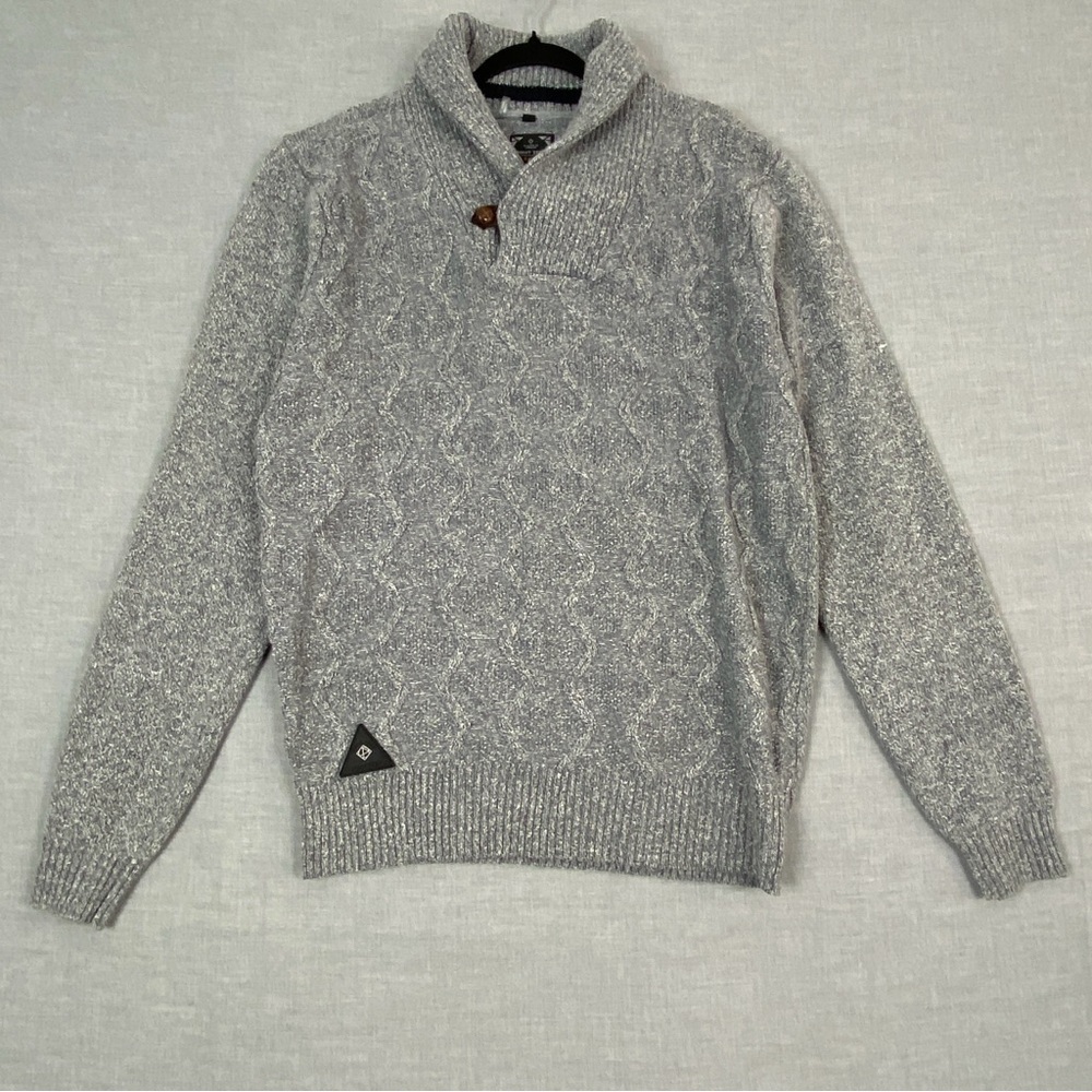 Point Zero Gold Cowl Neck Sweater Textured Knit Semi-Fit Size Large